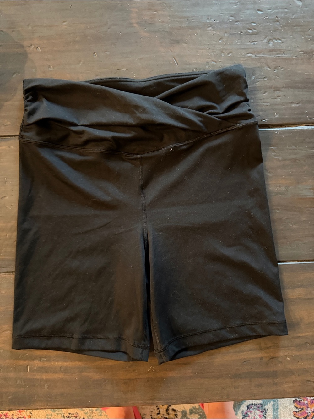 Yogalicious Black Fold-Over Waist Bike Shorts